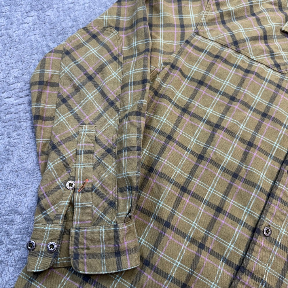 Howler Brothers Shirt Mens Large Flannel Plaid Green Cotton Blend Western Yoke - Picture 7 of 12